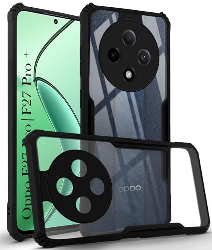 Image of Jkobi Back Cover Case for Oppo F27 Pro | Oppo F27 Pro Plus (Shockproof with Polycarbonate Clear Panel | Professional Black)