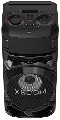 Image of LG RN5 500W Bluetooth, 2 USB, 1 MIC, Guitar, Karaoke Playback, DJ Effects, DJ Wheel, DJ Loop, DJ Pad, Sampler Creator, Multi-Color Lighting, Bass Blast XBOOM App Outdoor Speaker (Black)