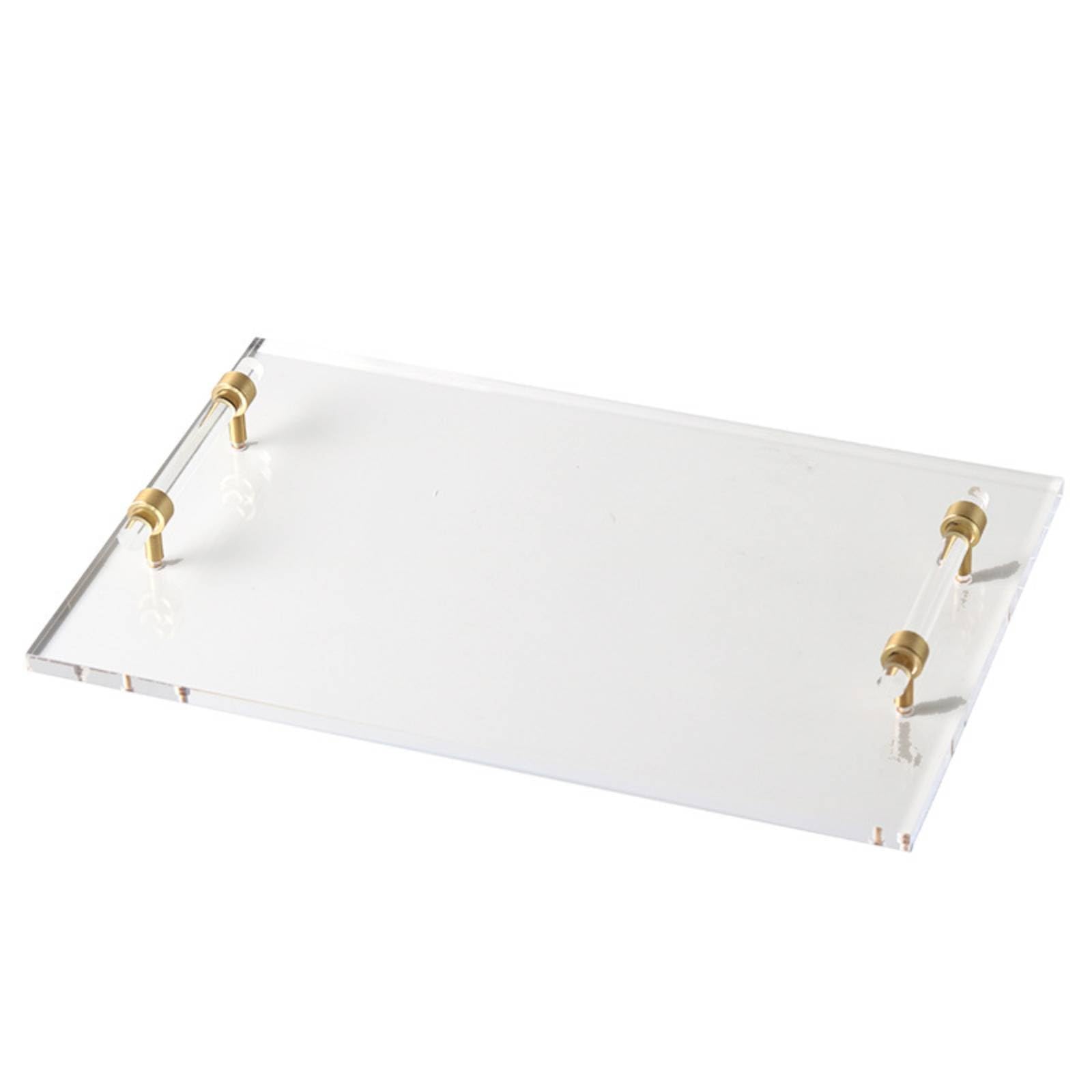 MagiDeal Bandeja Transparente Acrílica Rectangular Expositora con Asas con Superficie Amplia para Exhibición y Organización Contraste