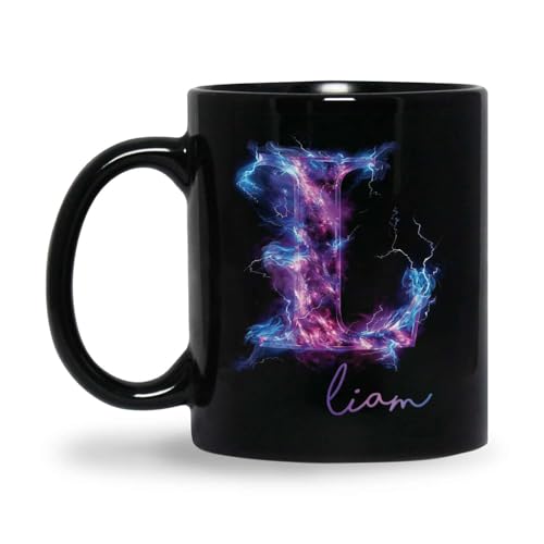 Initial L Coffee Mug For Halloween, Personalized Choose Name Alph...