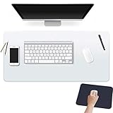 Easy Easy Life Clear Desk Mat Pad 14’’x24’’ Transparent PVC Desk Blotter Plastic Vinyl Desk Pad on Top of Desks Waterproof Writing Desk Pad Table Cover Protector Mat with Mouse Pad for Office Desktop