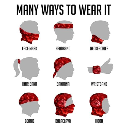 Neck Gaiter Face Mask Breathable Wind-Proof Face Cover Red Beautiful Flower Sun Cooling Dustproof Mask Balaclava Bandana Headwear for Men Women miniatura 5