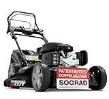 ONBEST Benzin Rasenmäher 5IN1 - Starke 6,5 PS, 4 Klingenschneidsystem & Sograd – 4 Takt Motor – 196 cm³ Hubraum – E-Start – 53 cm Schnittbreite – 60L Fangkorb – Radantrieb – Seitenauswurf