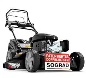 ONBEST Benzin Rasenmäher 5IN1 - Starke 6, 5 PS, 4 Klingenschneidsystem & Sograd – 4 Takt Motor – 196 cm³ Hubraum – E-Start – 53 cm Schnittbreite – 60L Fangkorb – Radantrieb – Seitenauswurf