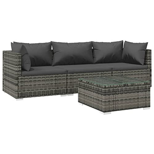Gecheer 4-TLG. Loungemöbel Garten Rattan, Loungemöbel Polyrattan, Lounge Gartenmöbel Set, Balkonlounge Set Rattan… – Bild 3