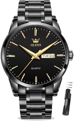 OLEVS Men's Casual Fashion Waterproof Gold Stainless Steel Band Quartz Gold Watches Gifts for Men