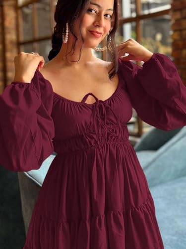 Image of Leriya Fashion Mini Dress for Women | One Piece Dresses for Womens | Stylish Dress for Woman |Mini Dresses Rayon for Women Stylish |Summer Casual Outfit Wear Events, Date & Evening Look