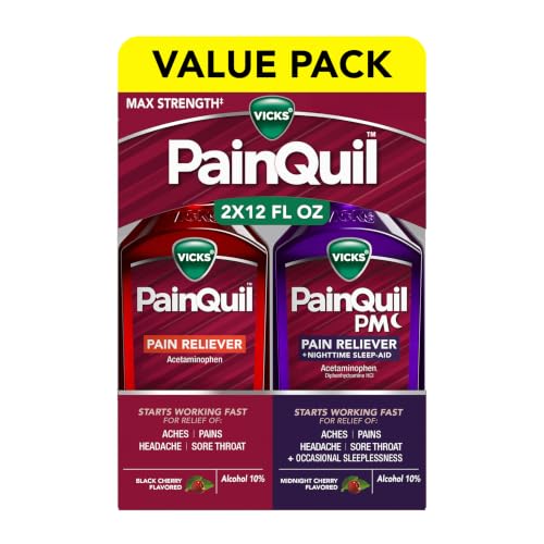 Vicks PainQuil & PainQuil PM Pain Relief Liquid, 1000mg Acetaminophen, 2x12 oz - image 1