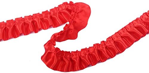 YYCRAFT 11 Yards Satin Ruffle Trim Fabric Trims and Embellishments by The Yard, 1.5 Inch Red