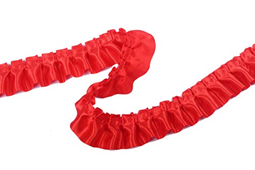 YYCRAFT 11 Yards Satin Ruffle Trim Fabric Trims and Embellishments by The Yard, 1.5 Inch Red