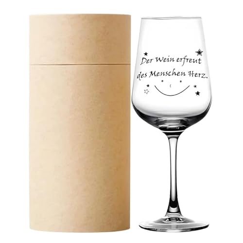 Bicchiere da vino XL con incisione – Il vino gioia del cuore – Bicchiere da vino personalizzato, regalo di Natale per donne, 420 ml, regalo divertente bicchieri da vino con motivo