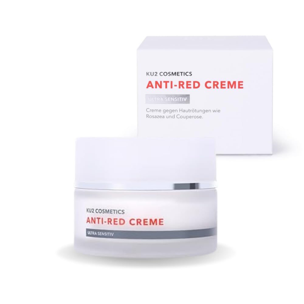 KU2 Cosmetics Anti-Red Ultra Sensitiv Creme, 50 ml | Beruhigende Gesichtspflege gegen Rötungen, Für empfindliche & gereizte Haut, Gesichtscreme mit Panthenol