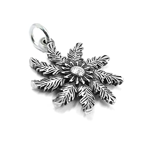 Passo Colgante Sol Etnico de 24mm en plata - Flor del Sol Vasca - Poderoso amuleto en plata envejecida - Se envía en un cajita para regalo