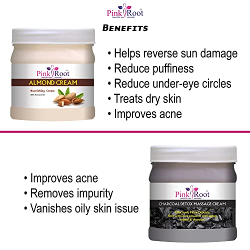 Image of Pink Root Almond Cream 500gm with Charcoal Cream 500gm