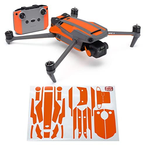Image of WRAPGRADE Partial Skin Stickers for DJI Mavic 3 / Mavic 3 Classic Accent Color (NEON ORANGE)