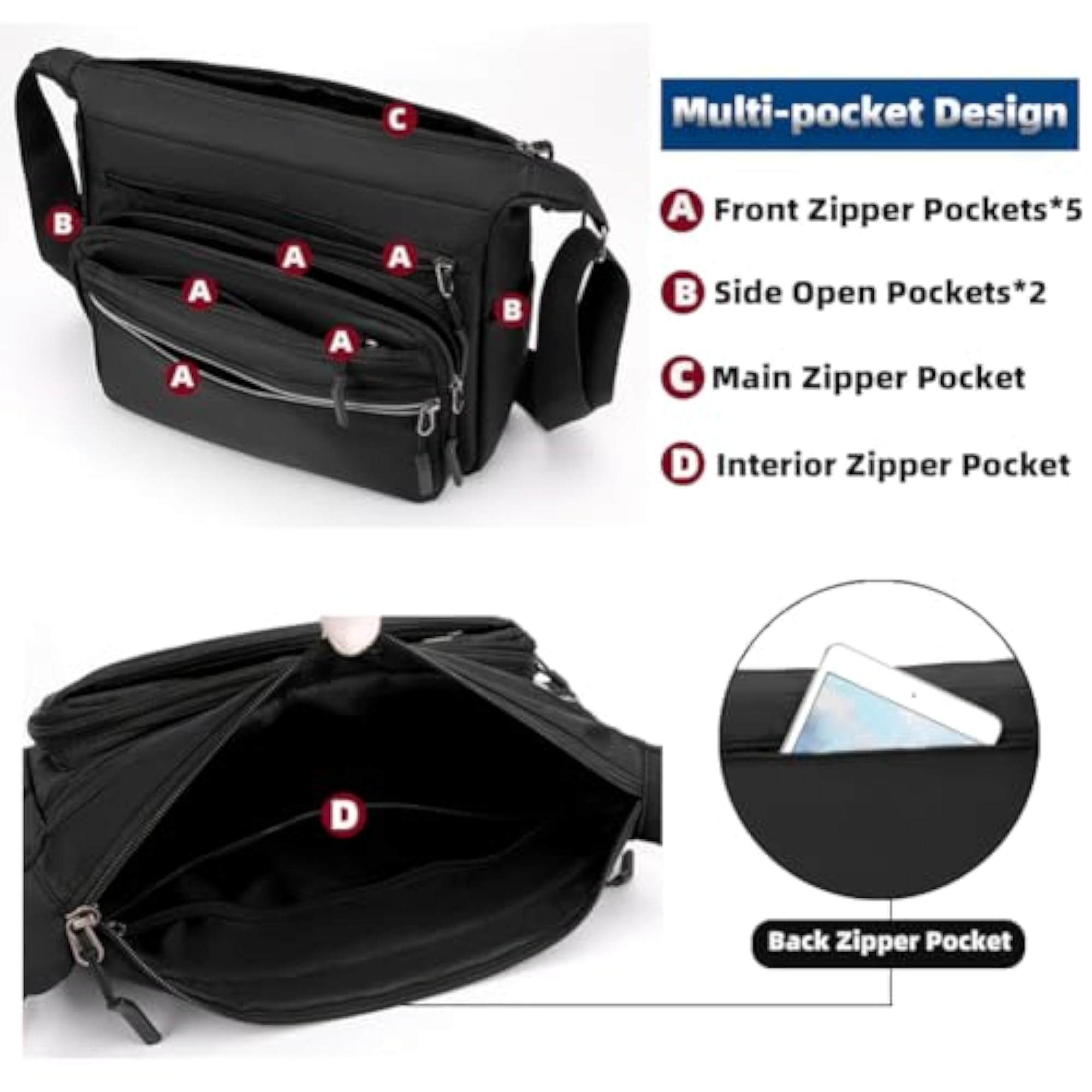 Nylon Waterproof Messenger Bag for Daily Travel