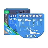 NOUS WiFi Tasmota Schaltmodul, 16A 2 Kanäle mit Leistungsmessung/Vorhangmodul 1 Kanal, ESP32, Temp Sensor, Matter & MQTT, Trockenkontakte, Kompatibel mit Alexa, Home Assistant, Google Home, Apple Home