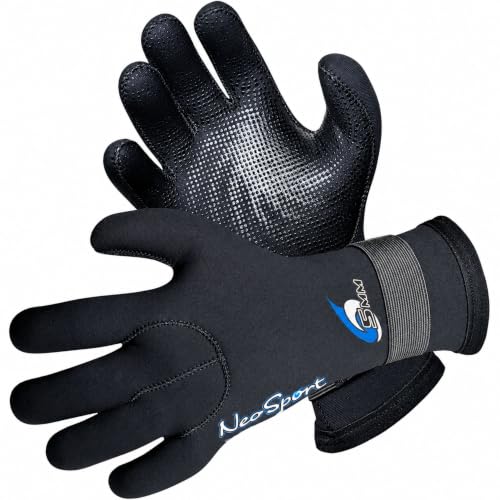 NeoSport Neoprene Five Finger Glove - Scuba Diving, Watersports, 5mm Medium