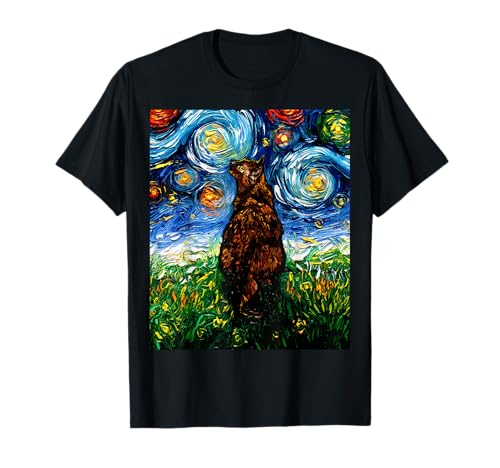 Tortoiseshell Tortie Starry Night Kitty Cat Art by Aja T-Shirt