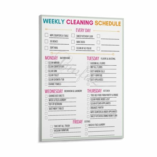 Household Hygiene Cleaning Checklist Poster (5) Canvas for Bedroom Living