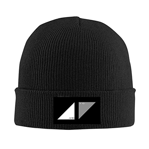 Photo de kenwozi Bonnet unisexe Avicii bicolore Hip Hop Hiver Chaud Tricot Bonnet Bonnet Noir, Noir , Taille unique