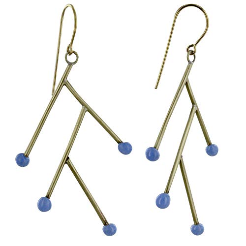 Boucles d'oreilles branches laiton femme perle de verre bijou fantaisie classique