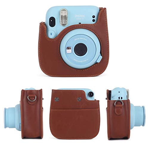 Funda para cámara Instax Mini 12 con correa ajustable marrón miniatura 2