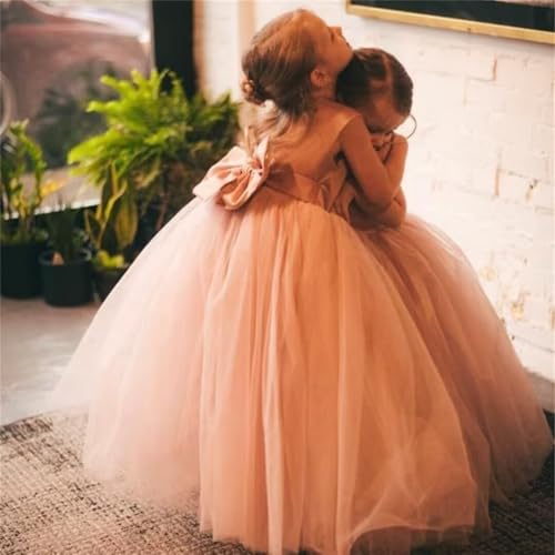 Satin Flower Girl Dress for Wedding A Ling Girls Tulle Pageant Ball Gowns Princess Party Formal Dress Bow Back2