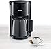 Severin - Cafetera con jarra termo, elemento calefactor de 1000 W, portafiltro basculante 1 x 4 con válvula antigoteo, capacidad: aprox. 8 tazas, color Negro, KA 9250