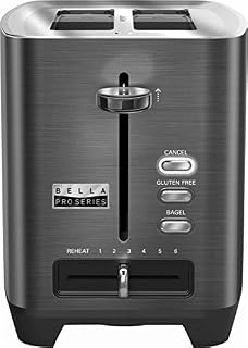 Bella Pro Series 90062 2-Slice Toaster 11.8" (kt-3431) Stainless Steel/Black - New