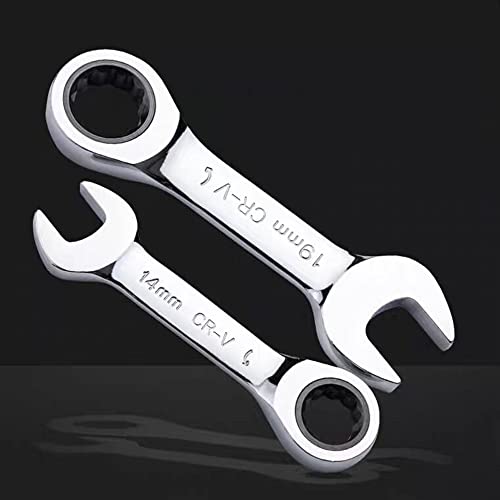 Flzosper 10Mm Metric Stubby Box End Head Geared Wrench, 72-Tooth Ratcheting Combination Wrench Spanner #TOP2