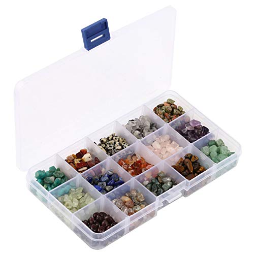 15 Different Type Gemstone Chip Bead Crystal Quartz Stone Irregular Shaped Loose Beads Crushed Chunked Crystal Pieces for DIY Bracelet Necklace Making
