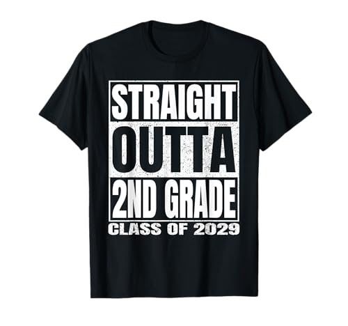 Straight Outta 2nd Grade Shirt Graduation 2029 Second Grade Maglietta