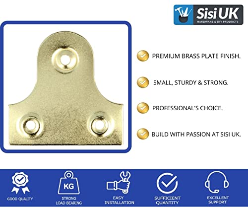 Picture Hanging Plates Brass 38mm Plain Mirror Glass Frame Hanging Fixing Plates Secure Frame Hanger Bracket for Photo Frame Mirror Canvas Pack of 10 - Image 3