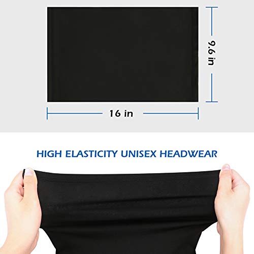 Neck Gaiter, Face Cover Scarf, Reusable Neck Mask Unisex Face Gaiters Bandanas Balaclava for Sun UV Dust Wind Protection (Black 4 Pack)