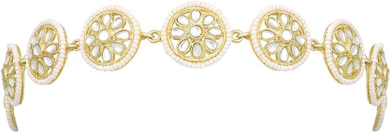 Aheli Gold Plated Kundan Studded Maatha Patti Sheeshphool Hair Accessories Fashion Ethnic Jewellery Gift for Women