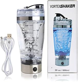 BUYGOO Rechargeable Mixer Bottle 600ML Portable Protein Shaker Bottle with USB Cable BPA-Free Mixer Cup for Protein Powder, Milkshake, Sugar, Coffee and more Powder -- With long time power