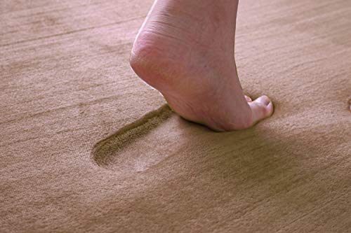 フリーリー ラグ カーペット 厚手 130×190 低反発 18mm 防音 ラグマット 滑り止め付 サイズ (S無地・モカ)