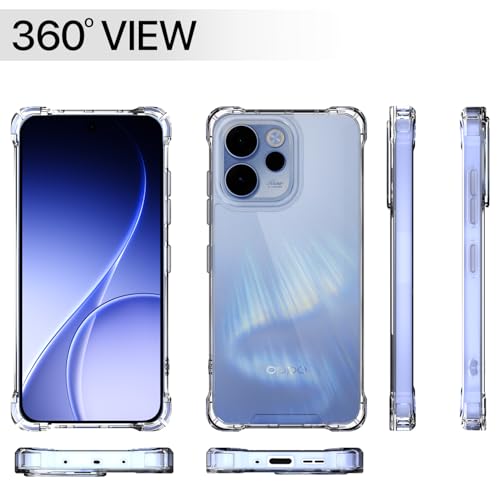 Image of Outlouders Back Cover for Oppo Reno 15F 5G Clear Transparent PC + TPU Bumper Case with Raised Edges for Shockproof Protection (Transparent)