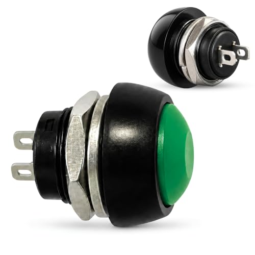 Botón Pulsador Momentáneo, Botón Auto Reinicio, 12V 2A, Verde, 1 Unidad