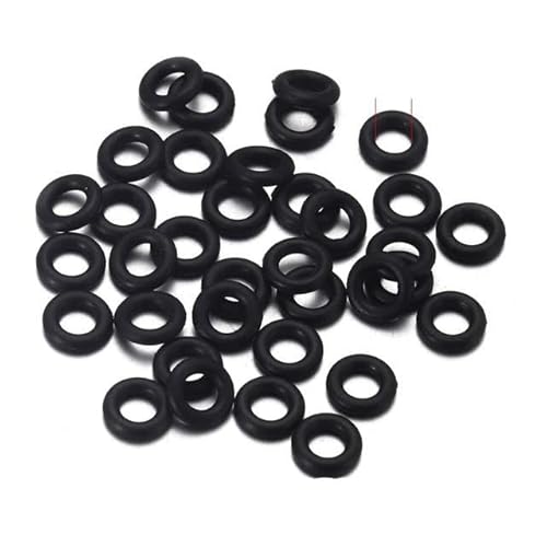 50 abalorios de posicionamiento de junta tórica de goma elástica para hacer pulseras de cuero, surtido de silicona, junta de arandela, anillo de sellado, agujero de 0.157 in, color negro