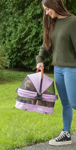Pet Gear No-Zip View 360 Ultra Lite Pet Safety Carrier & Car Seat for Small Dogs & Cats Push Button Entry, 15", Bright Lilac - Thumbnail 2
