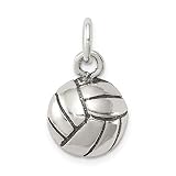 Sterling Silver Antiqued Volleyball Charm (approximately 21 x 11 mm)