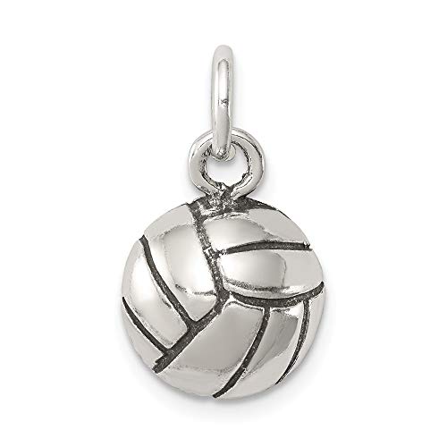 Sterling Silver Antiqued Volleyball Charm (Approximately 21 X 11 Mm) #TOP17