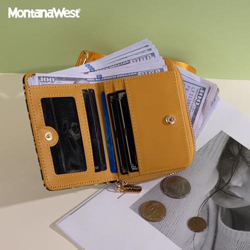 Image of Montana West Small Sunflower Wallet for Women Female Ladies with a Detachable Wristlet Women's Wallet with Rfid Blocking Lining Minimalist Lightweight & Easy to Carry MWC-4201BK
