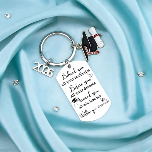 Aisity 2026 Graduation Gifts for Her Him Class Of 2026 Graduation Keychain for University College Middle High School Graduate 2026 Souvenir for Senior Masters Degree Student