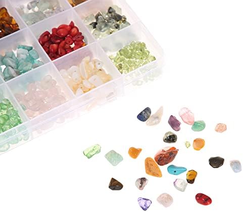 Efivs Arts 1500PCS Stone Beads Kit - 24 Styles Crystal & Gemstone Beads for DIY Crafts, Tree of Life, Holiday Gifts