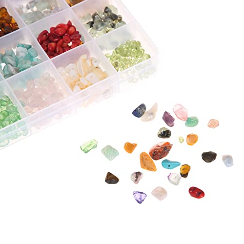 Efivs Arts 1500Pcs Stone Beads, Crystal Beads Ring Making Kit Gemstone Beads Set 24 Styles Crystal Pieces For Jewelry Making Crushed Chunked For Diy Crafts For Holiday Gift #TOP5