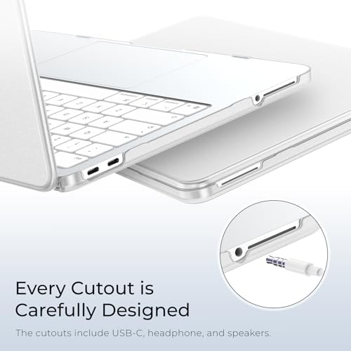 EooCoo for MacBook Neo Case 13 inch 2026 Model A3404, 100% Match Official Color, Anti-Fingerprint & Scratch Sturdy Protective Hard Shell Cover Laptop Accessories, Matte Clear - 4