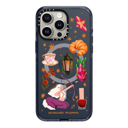 Coque iPhone 15 Pro Max CASETiFY Impact bleu Sagittaire compatible MagSafe